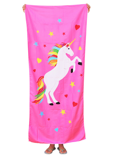 Tuvizo Unicorn Microfiber Towel  - Great Unicorn Gift for Girls - Perfect for Beach, Travel, Camping, Bath, Pool or Play - with Convenient Carry Bag (USA ORDERS ONLY)